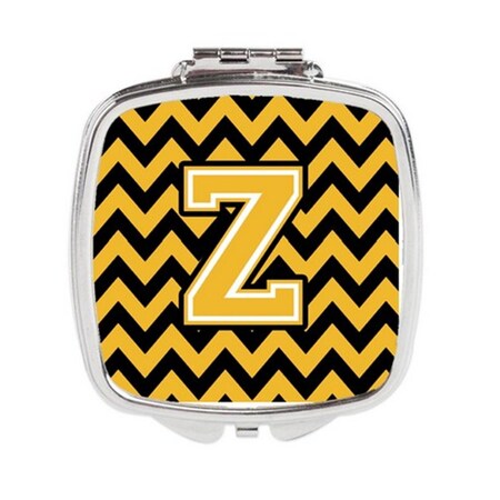 Carolines Treasures Letter Z Chevron Black and Gold Compact Mirror, 3 x 0.3 x 2.75 in. CJ1053-ZSCM